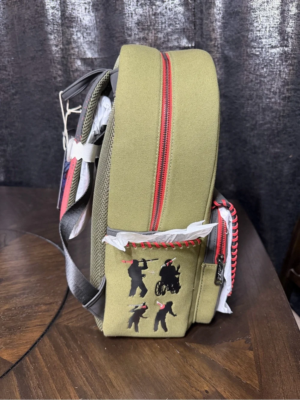 Camp Crystal Lake Olive Green & Gray Horror Graphic Backpack